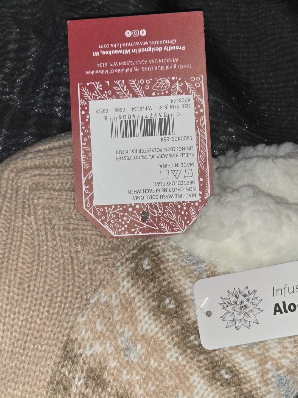 Muk Luks Women's Knit Sherpa-Lined Slipper Socks - Picture 2 of 3